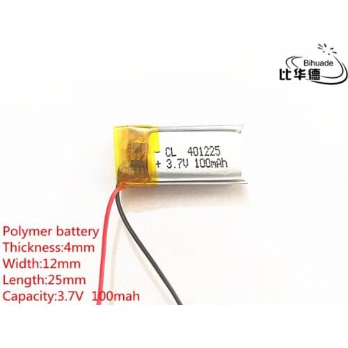 Free shipping 5pcs/lot 3.7V 100mAh 401225 Lithium Polymer LiPo Rechargeable Battery li ion For Mp3 PAD