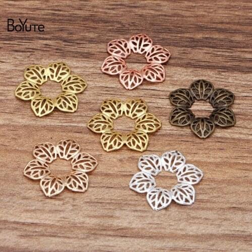 BoYuTe (50 Pieces/Lot) 20MM Metal Brass Stamping Filigree Flower Findings Diy Hand Made Jewelry Accessories Wholesale