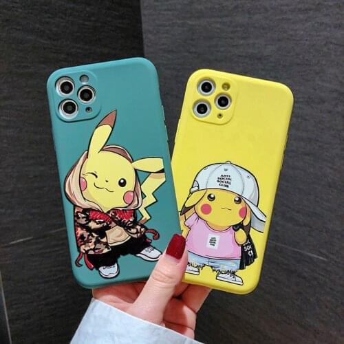 Pokemon Pikachu Phone Case for IPhone 7 / 8 / Plus X / XS / XR / XS Max / 11 / 11 Pro Cute Cartoon Anti-fall Silicone Case Gift