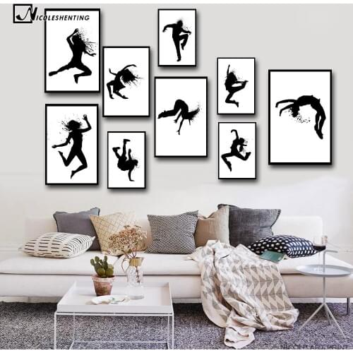 Girl Music Hip Hop Street Dance Minimalist Art Canvas Poster Painting Black White Wall Picture Modern Kids Room Decoration C431
