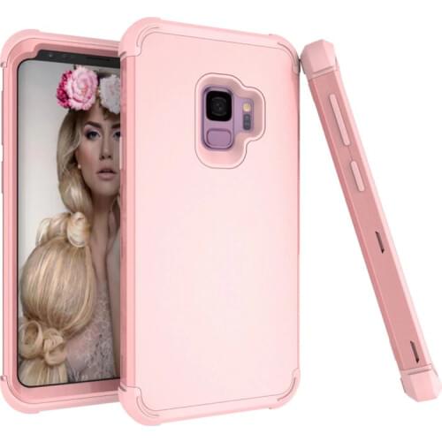Dual Layer PC+Silicon Shock Resistant Mobile Phone Case for Samsung Galaxy S9 S9600 5.8" Contrast color Design 3-in-1 Phone Case