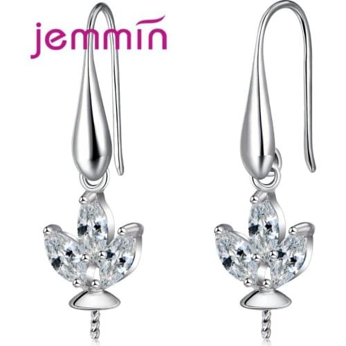 Crystal Flower Pattern Style Ear Hooks 925 Silver Earrings Findings For Components DIY Jewelry Components