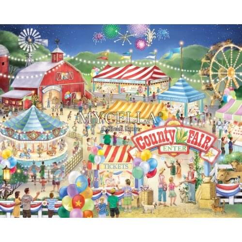 Cartoon 5d Diy Diamond Painting Summer 4th of July Circus Cross Stitch Diamond Embroidery County Fair Full Mosaic Home Decor