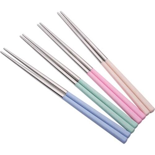 Chinese Stainless Steel Chopsticks Portable Travel Chopstick Reusable Anti-slip wheat element matte Food Chopsticks Tableware