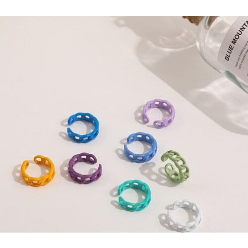 Korean Gray Girl Creative Colourful Resin Acrylic Male And Female Color Modeling Ring Plain Ring Christmas Gift