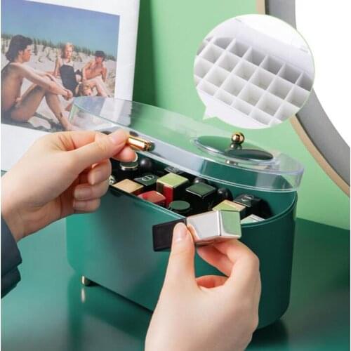 Lipstick Storage Box Cosmetic Storage Box Makeup Organizer Makeup Container Lipstick Holder Lip Gloss Display Stand with Mirror