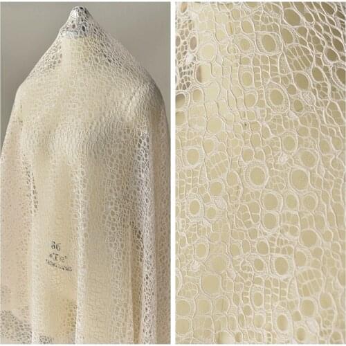 Nude Off White Hollow Car Bone Lace Fabric Lady Dress Veil DIY Sewing Accessories Cording Material
