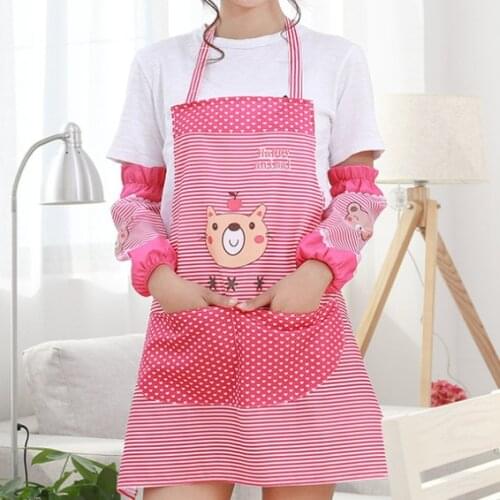 Cooking Waist Bib for Baking Cartoon Pattern PVC Apron Waterproof Anti-oil Aprons kitchen Accessories BBQ Tool Extended gloves
