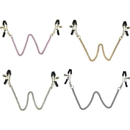 Metal Bondage Nipple Clamps Chain Nipple Clips Labia Clamp Slave BDSM Women Toys Adult Sex Games Breast Clover Clip