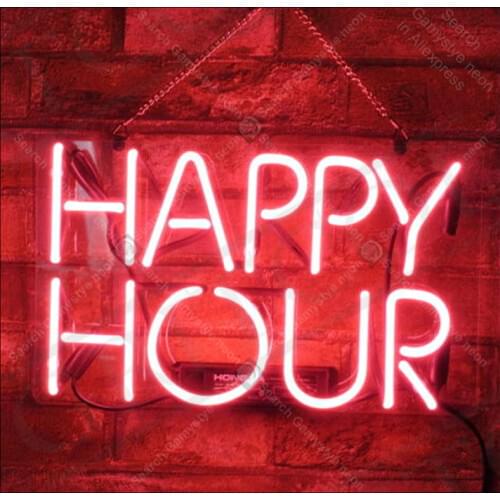 Neon Signs for Happy Hour Decorate Party bedRoom Home Handcraft Publicidad anuncio luminoso Light Advertisement Dropship