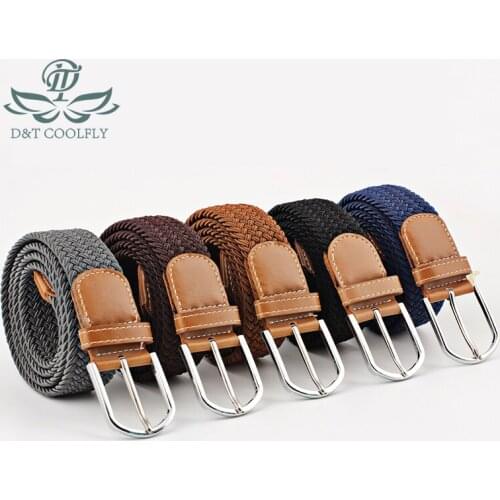 D&T 2021 New Fashion Casual Canvas Belt Women Men Metal Pink Buckle PU Material Decorate Waistband High Quality Simple Style