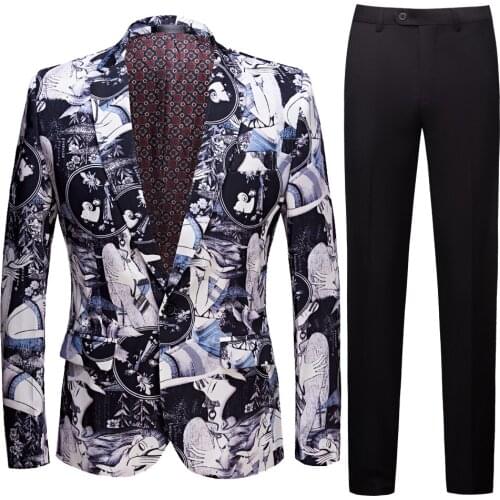 New Tide Mens Naked Woman printed suit Blazer Design Plus Size Hip Hot Casual Male Slim Fit Suit Jacket Singer Costume Suit