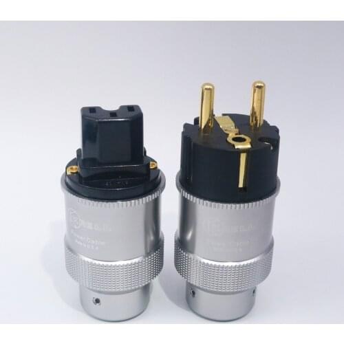 Pair Hi-End Krell Gold Plated EU Power Plug IEC Audio Connector HiFi AC Power Cord Plugs For Audiophile DIY Mains Cable