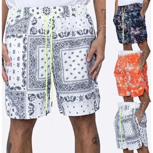 Beach Shorts Cashew Print Drawstring Men Loose Mid Rise Short Pants for Vacation Man Swim Trunks Swimming Shorts Beachwear 2021