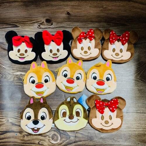 Disney TSUM Mickey Stitch Marie Cat Anime Plush Coin Purse Cartoon Money Bag Card Key Storage Purses Unisex Birthday Gifts New