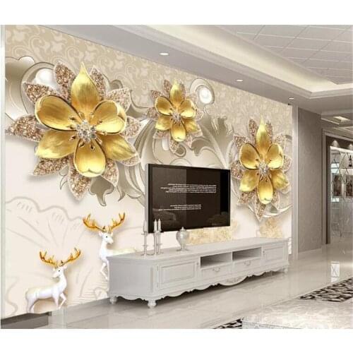Custom wallpaper 3D stereo photo mural luxury atmosphere European jewelry flower background 3d wall papers home decor