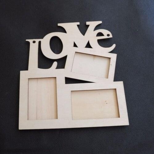 Durable Lovely Hollow Love Wooden Family Photo Picture Frame Rahmen White Base Art Home Decor