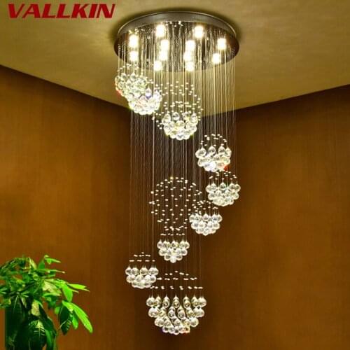 Luxury Modern Indoor Lighting LED Crystal Chandeliers Hallway Stairs Hotel Villa Mall Deco Lamp Home Pendant Lamps Fixtures