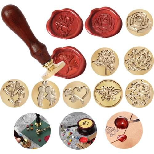 DIY Sealling Wax Retro Metal Stamp Plant flower Wax Seal Stamp Replace Copper Head Hobby Envelope Decor Craft Tools Sets Wax