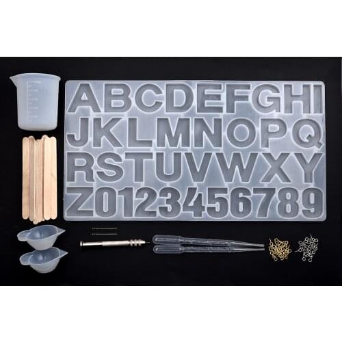 Alphabet Letter Silicone Mold Resin Jewelry Resin Molds UV Epoxy Pressed Flower Resin Jewelry Necklace Making Tools Set