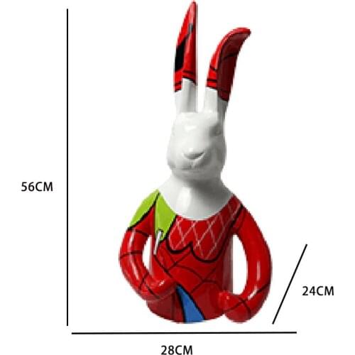 Nordic Resin Rabbit Crafts HandDrawing Fine Arts Sculpture HomeDecoration Modern LivingRoom Desktop Animal Statue Decor Ornament