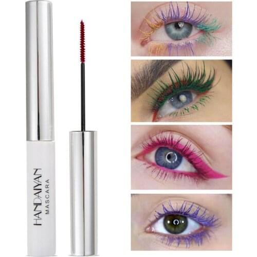 6 Colors Silk Fiber Eyelash Mascara Quick-drying Eyelashes Curls White Blue Eyelash Extension Mascara For Party Bar Makeup