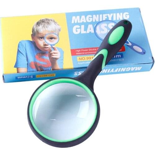 10X Gift Toys Educational Handheld Magnifier Loupa Magnifying Glass 50mm Lens Reading Glasses with Plastic Handle for Children