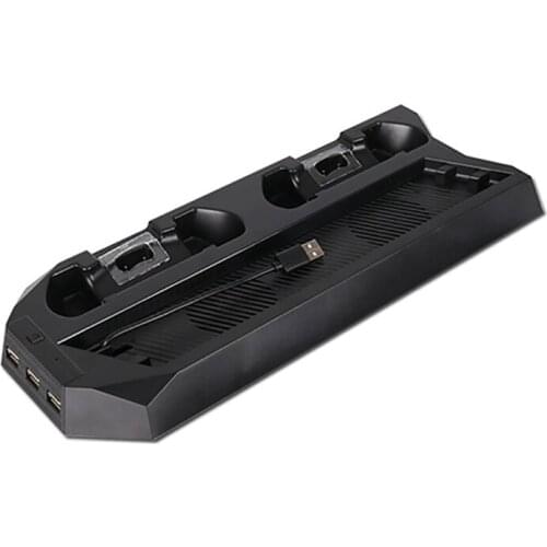 For Sony PS4 Slim Game Vertical Cooling Stand Cooler Fan with Dual Controller Charger Charging Station