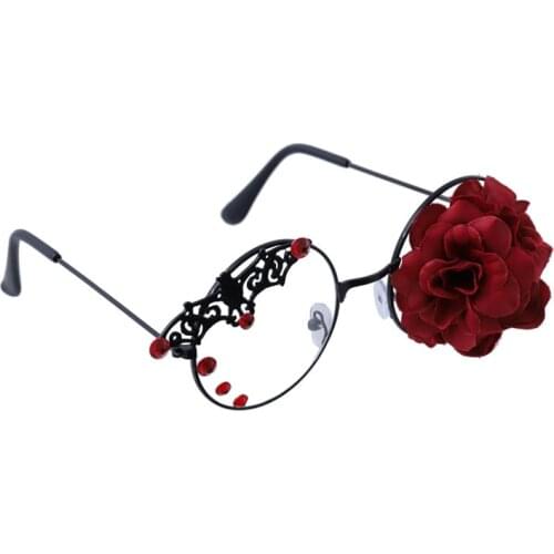 Vintage Punk Lolita Bat Rose Glasses Frame Dark Steam Gothic Wind Glasses anime Cosplay exhibition