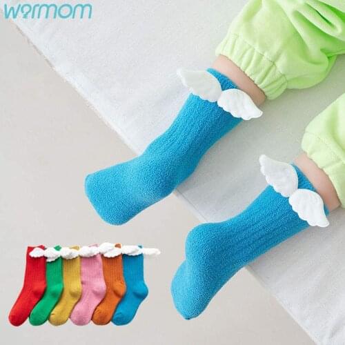 Warmom Childrens Socks Coral Fleece Warm Baby Tube Socks Cute Little Wings Student Socks Cotton Newborn Baby Sock Kids Sock