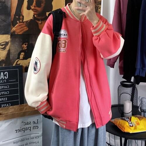Women Spring Baseball Uniform Autumn coat Jacket for women Korean Harajuku Street Style Coat Loose Plus Size BF Stitching Jacket