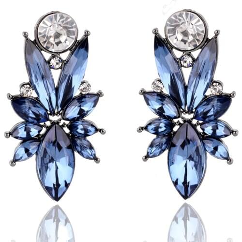 LUBOV Hot Retro Exaggerated Crystal Stud Earrings with opal Stone For Women And Girls Christmas Birthday Gift Party Jewelry