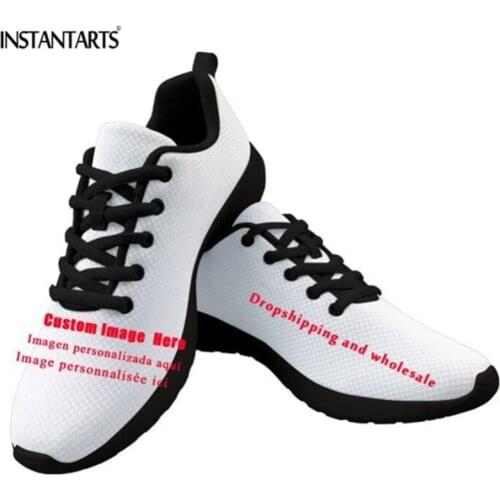 INSTANTARTS 2019 Custom Image & Logo Women Flats Sneakers Teenager Girls Casual Shoes 3D Printed Breathable Womans Flat Shoes