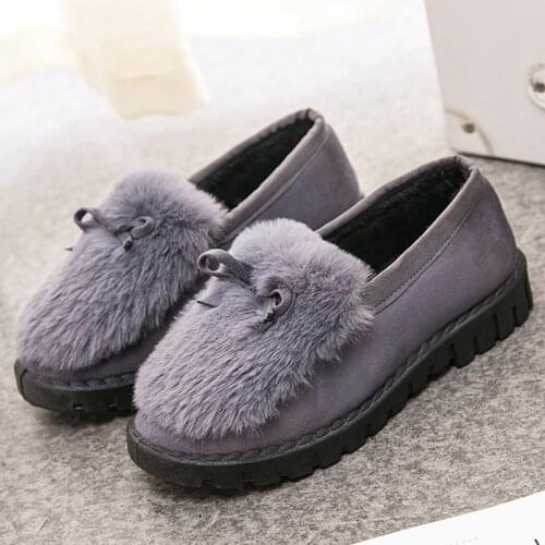 2019 New Arrival Winter Anti Skid Women Short Plush PU Flat Boots Thick Warm Butterfly-Knot Patchwork Flat Short Boots ZY171024