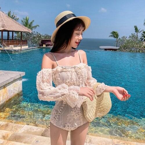 Womens Swimwear One Piece Swimsuit Woman Swimsuits Sexy Biquini Infantil Tankini New 2020 Fairy Lace Korea Ins Covering Suits