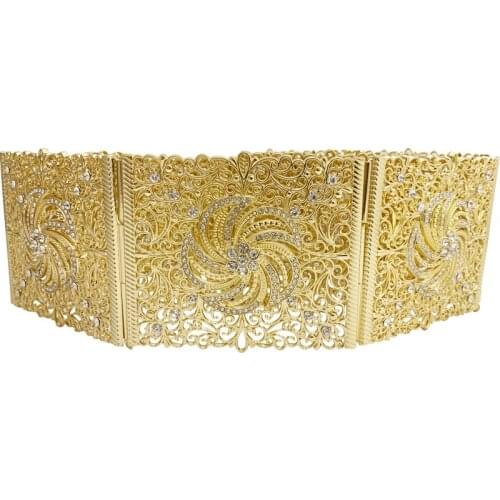 Moroccos chic big-waist wedding dress gold and silver rose gold metal belt for luxury gold womens belt chain adjustable length