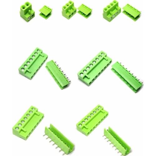 New rise 10 pairs HT5.08mm terminal plug and socket straight pitch connector 2p/3/4/5/6/7/8p green pcb terminal block