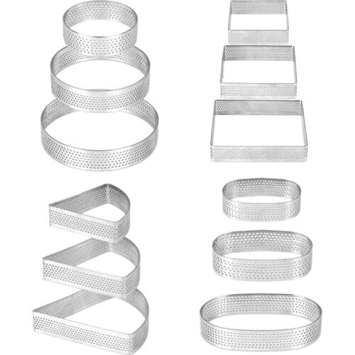 12 Pcs Stainless Steel Perforated Tart Rings, Heat-Resistant Porous Cake Mousse Molds, Non-Stick Tower Pie Cake Rings