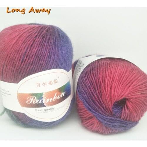 50g/ball High Quality Section-dyed Rainbow Yarn 100% Pure Wool Yarn for DIY Hand Knitting Crochet Shawl Scarf Thread