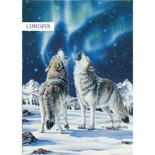 5D Full Drilled Diy Diamond Painting Aurora Handmade Animal Wolf Cross Stitch Resin Square Diamond Sets Diamond Embroidery