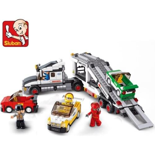 638Pcs SLuban Building Blocks 0339 Track Transport Vehicle Assembly Model Boy Assembling and Inserting Toy Gifts