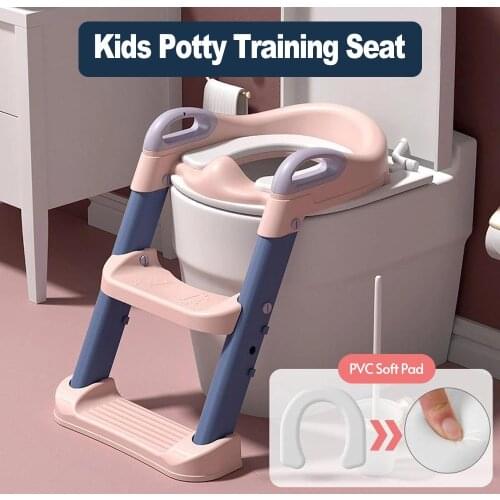 2 Colors Baby Potty Training Seat Childrens Potty With Adjustable Ladder Infant Baby Toilet Seat Toilet Training Folding Seat