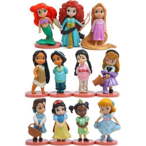 Disney Princesses Toys 11pcs/Set 8cm Mermaid Snow White Ariel Bella Tinker Bell Pvc Action Figure Doll Kids Toys Gift