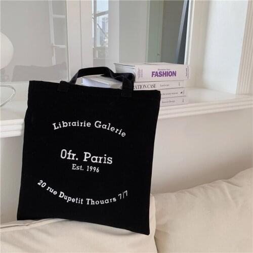 Canvas Shoulder Bag for Women New Paris Letters Eco Cotton Linen Shopper Shopping Bags Cloth Fabric Totes Girls Travel Handbags