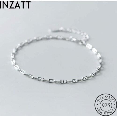 INZATT Real 925 Sterling Silver Geometric chain Bracelet For Fashion Women Party Hiphop Fine Jewelry Minimalist Accessories Gift