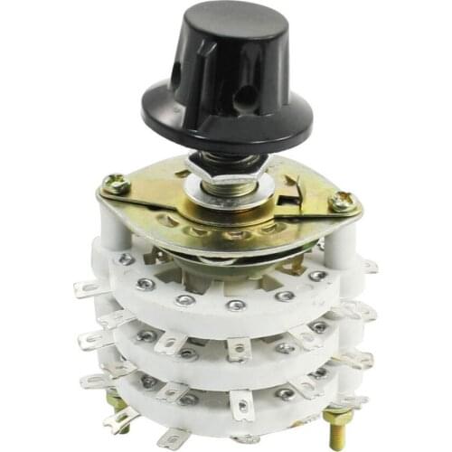KCT3*11 Three 3 Pole 11 Throw Position 3P11T TV Radio Band Channel Selector Ceramic 3 Deck Rotary Switch w Plastic Knob