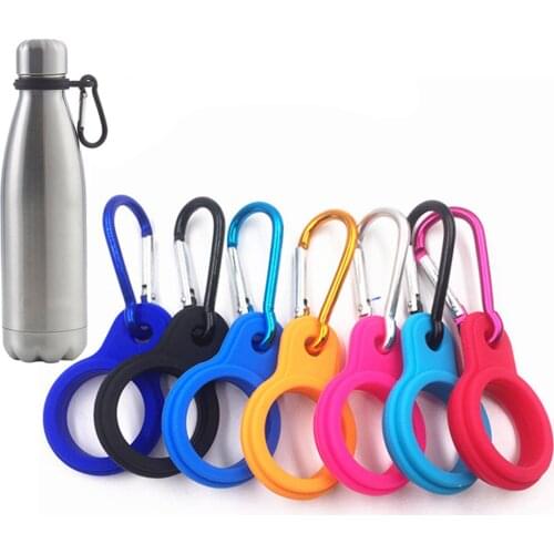 Portable Silicone Water Bottle Holder Ring Hanging Mineral Drink Aluminum Mountaineering Carabiner Buckle Clip Outdoor Tools