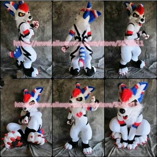 Customised WHITE COLOUR #K8 HUSKY Dog Furry Fursuit Suit Mascot Costume Cosplay Animal Party Fancy Dress Carnival Birthday Gift