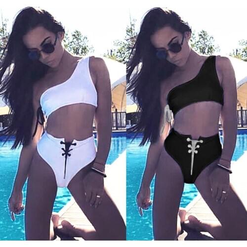 Swim Suits Womens Bathing Bikini 2019 Monokini Swimsuit Push Up Separate High Waisted Women New Single Sexy Belt Eye Shot