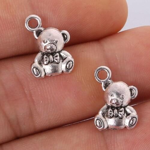 Fashion 7pcs 15x10mm Antique silver plating Bear Charms Pendant jewelry findings for DIY